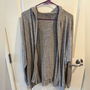 grey hooded cardigan